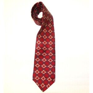Vintage Bill Blass Geometric Necktie Wine Color 100% Silk 3.75 x 58